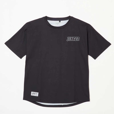 ジンガーJINGERランニングウェア半袖TシャツルーズフィットドルマンTシャツJ-1053-BLKメンズレディースユニセックス26SU春夏