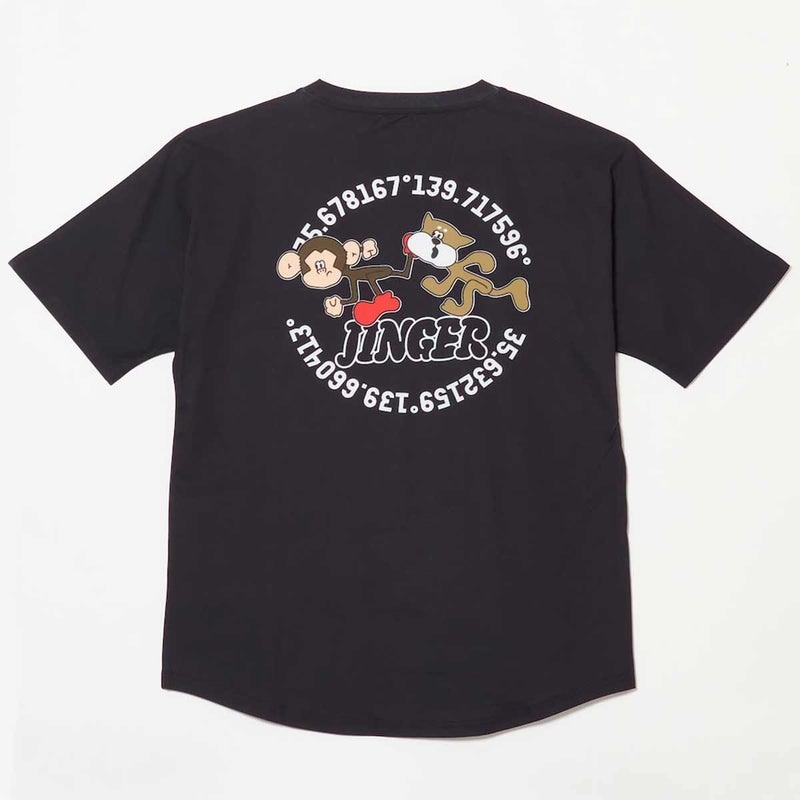 ジンガーJINGERランニングウェア半袖TシャツルーズフィットドルマンTシャツJ-1053-BLKメンズレディースユニセックス26SU春夏