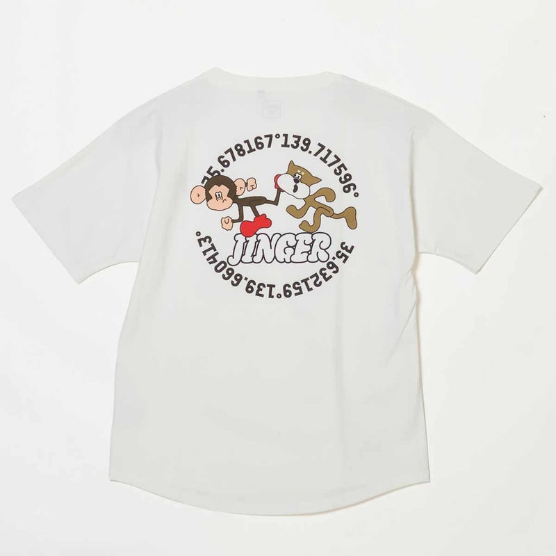 ジンガーJINGERランニングウェア半袖TシャツルーズフィットドルマンTシャツJ-1053-WHTメンズレディースユニセックス26SU春夏