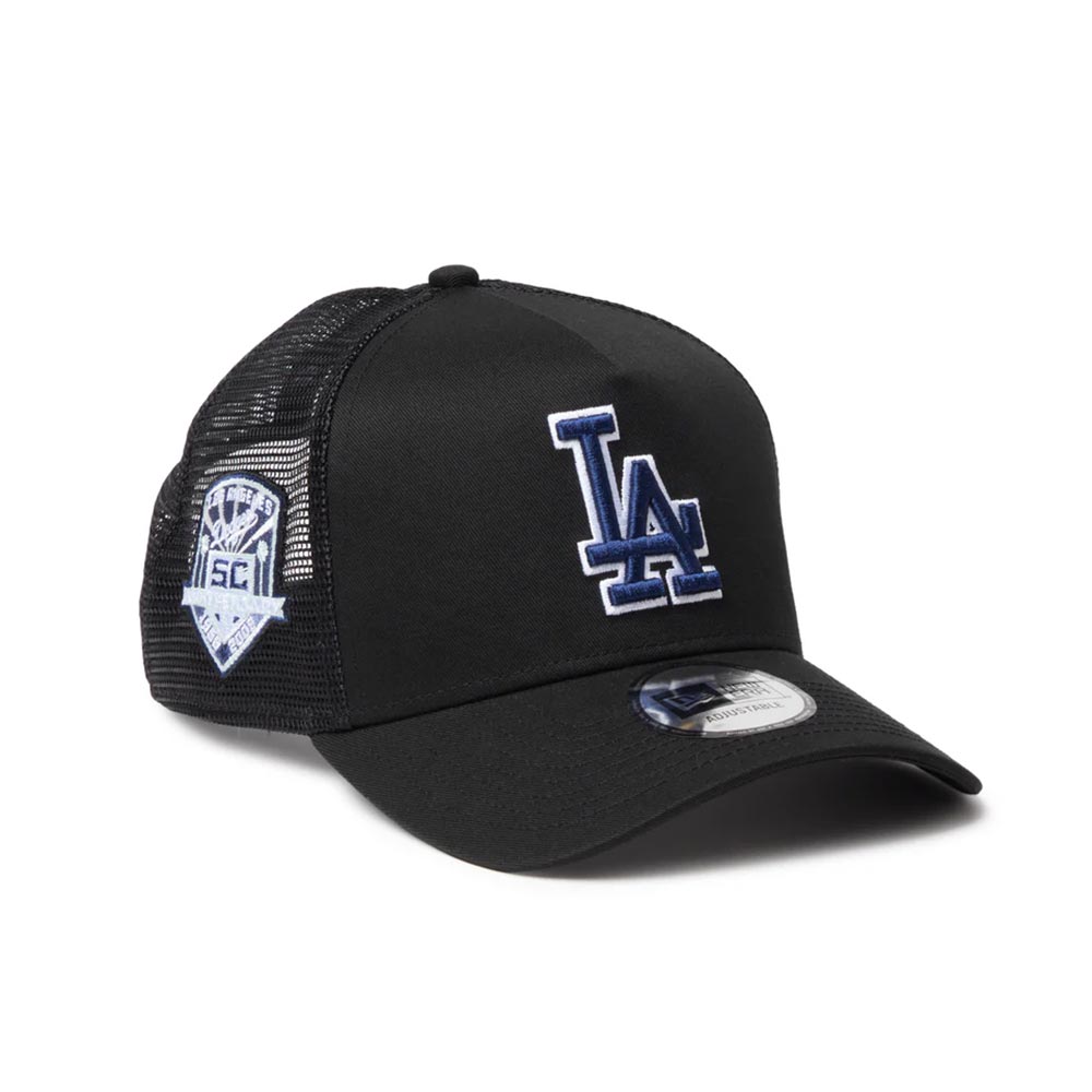 ニューエラNEWERAアウトドアカジュアル帽子キャップ9FORTYA-FrameトラッカーMLBSidePatchロサンゼルス・ドジャースブラック14744914メンズレディースユニセックス26SP春夏