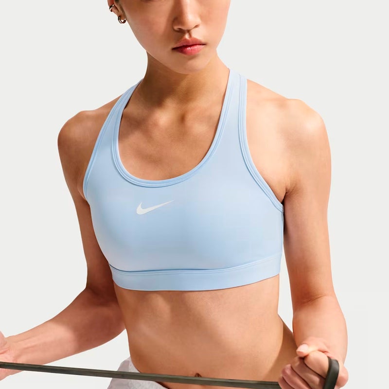 ナイキNIKEジムフィットネスヨガウェアスポーツブラスポブラブラトップウィメンズスウッシュミディアムサポートパッディドスポーツブラDX6822-407レディース女性26FA秋冬
