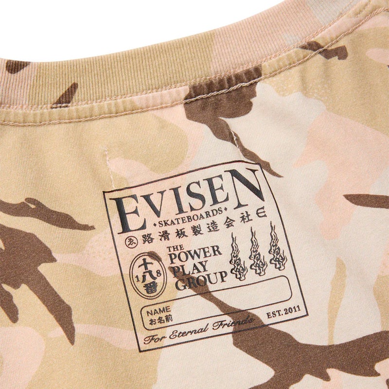エビセンEVISENスケボースケートボードウェア半袖TシャツELOGOCAMOTEE26SU-T07メンズ男性26SU春夏