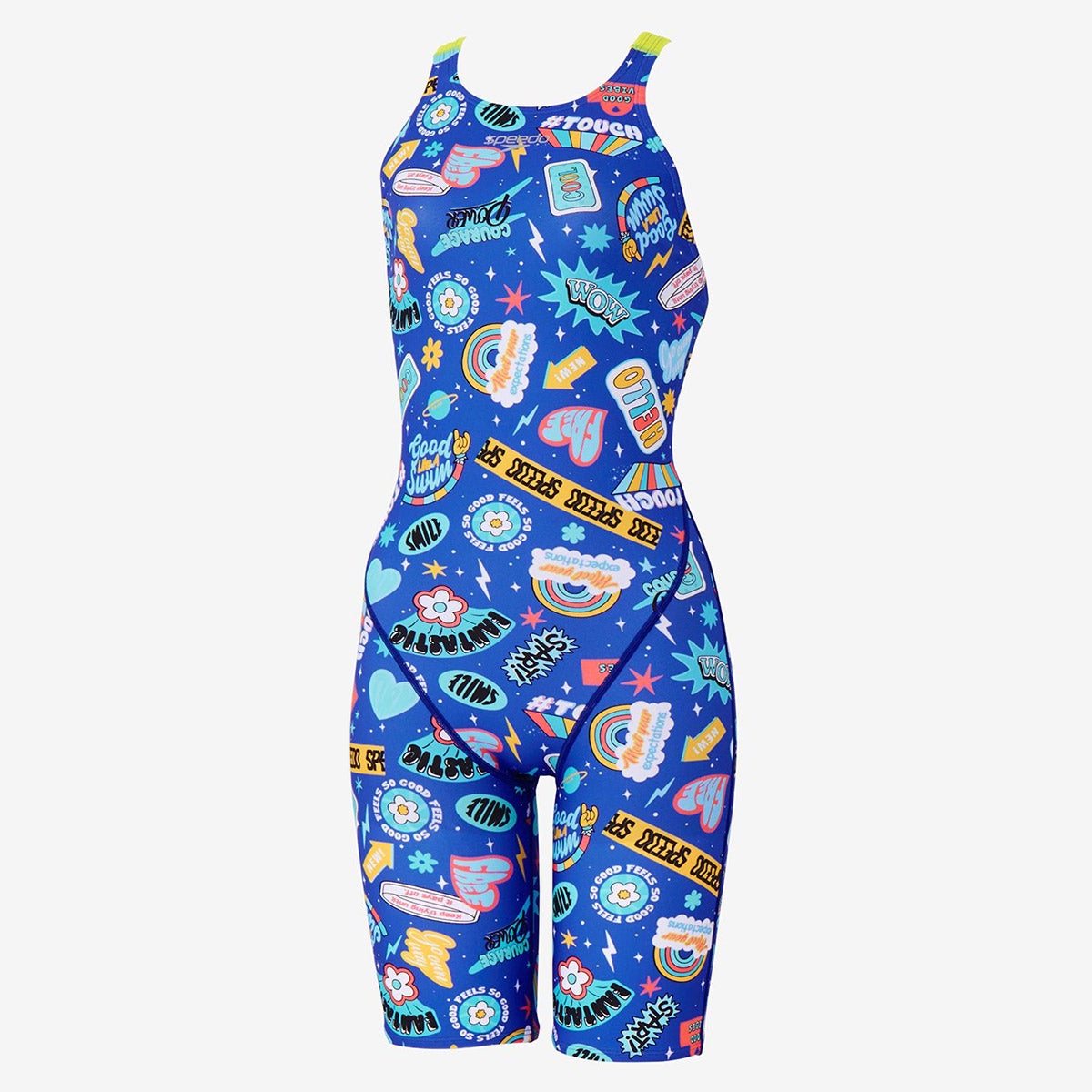 スピードSPEEDOスイムフィットネス競泳水着カラフルアイコンズターンズミニオープンバックニースキンCOLORFULICONSTURNSM/OKNEESKINSTW12654-BLレディース女性26S2