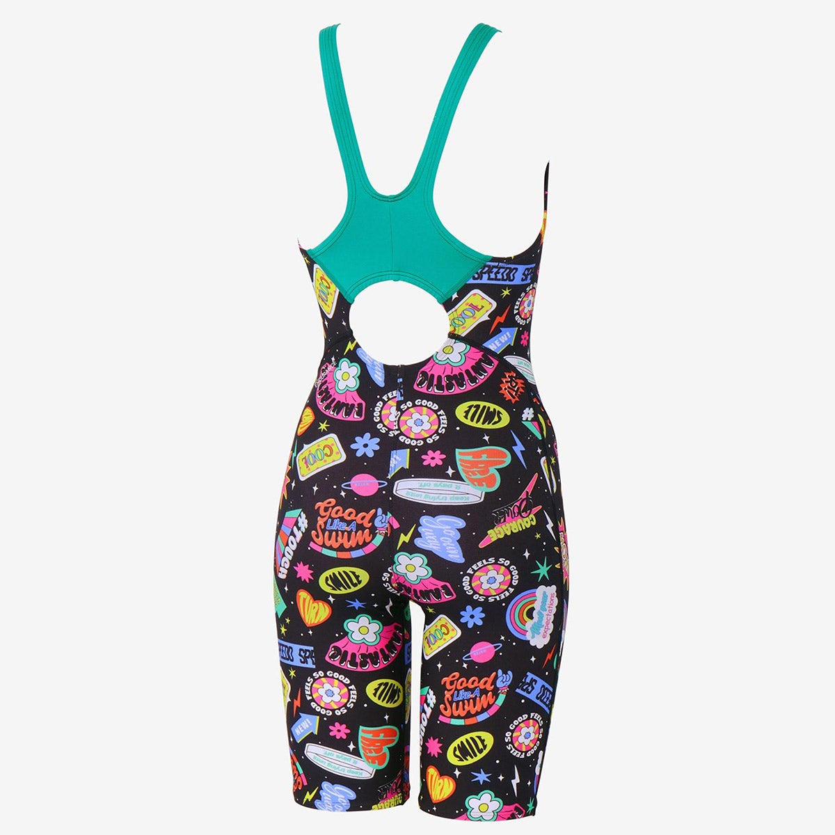 スピードSPEEDOスイムフィットネス競泳水着カラフルアイコンズターンズミニオープンバックニースキンCOLORFULICONSTURNSM/OKNEESKINSTW12654-Kレディース女性26S2