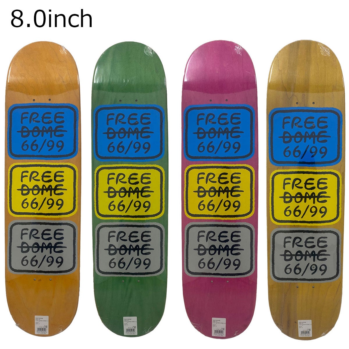 フリーダムFREEDOMEスケボースケートボードデッキ板STACKEDLOGOTEAMCYANYELLOW8.0FST