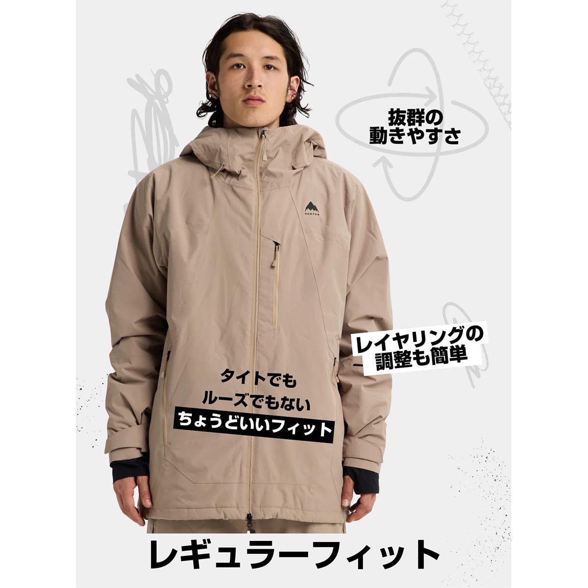 バートンBURTONスノボースノボスノーボードウェアジャケットリザーブ2Lジャケット302551-E5C-26メンズ男性26-27