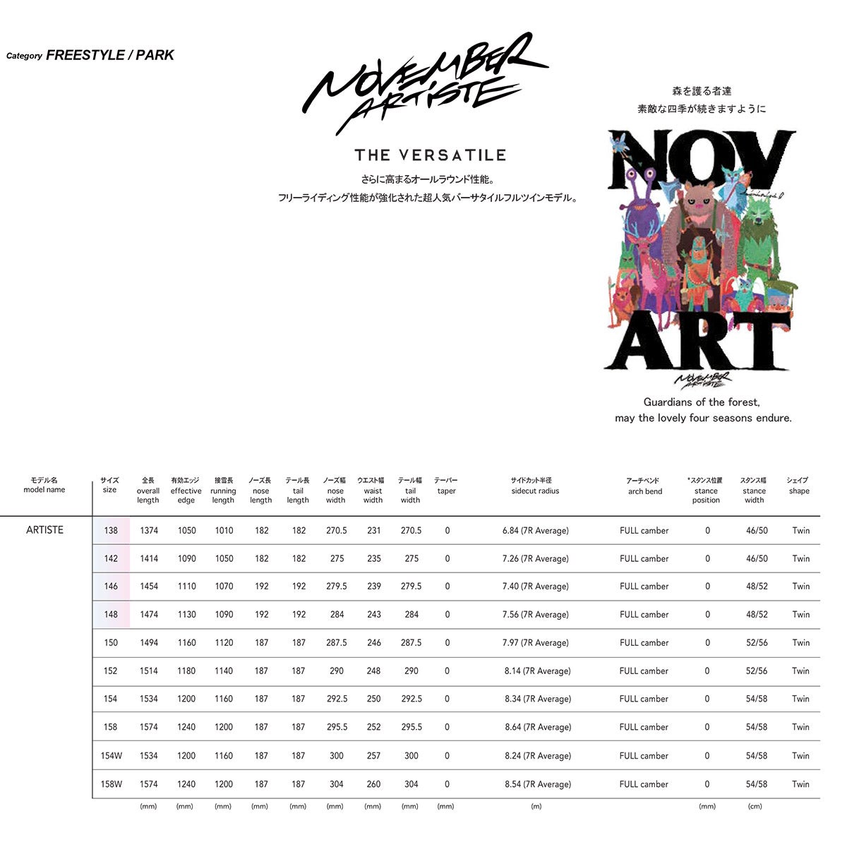 ノーベンバーNOVEMBERスノボースノボスノーボード板ARTISTEARTISTE-2627メンズレディースユニセックス26-27