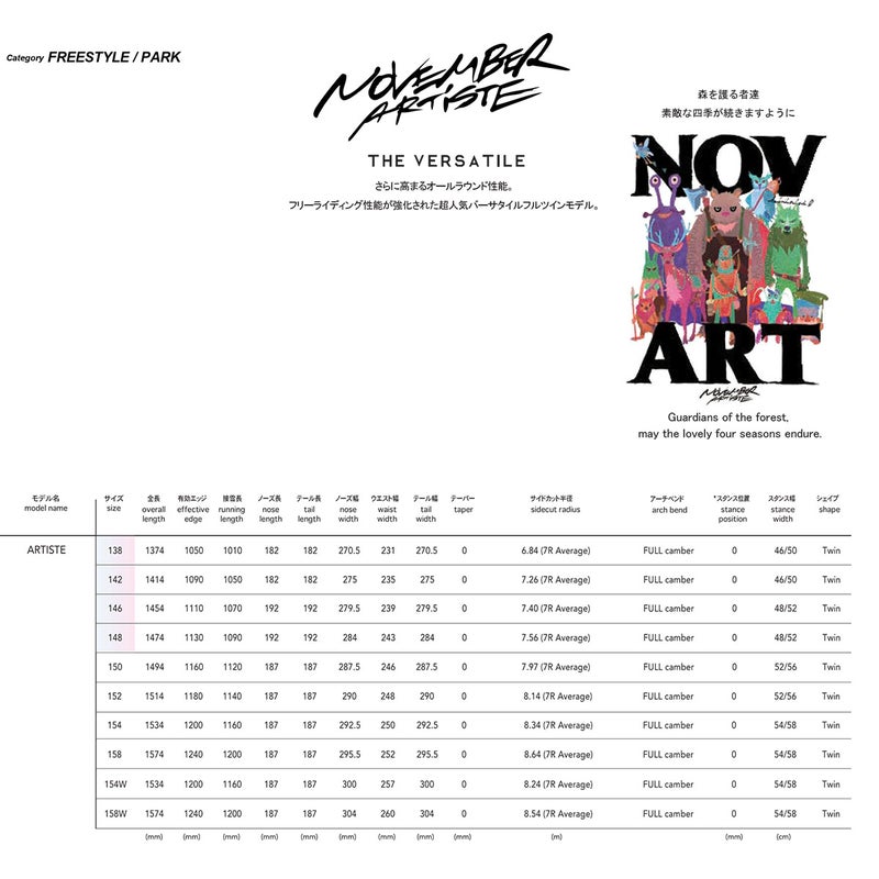 ノーベンバーNOVEMBERスノボースノボスノーボード板ARTISTEARTISTE-2627メンズレディースユニセックス26-27
