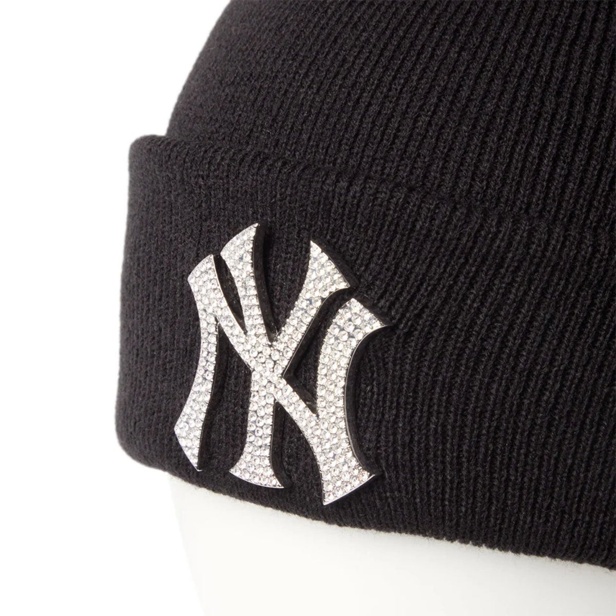 ニューエラNEWERAスノボースノボスノーボード帽子ニット帽ビーニーベーシックカフニットラインストーンRhinestoneBadgeニューヨーク・ヤンキースブラック1467002326-27